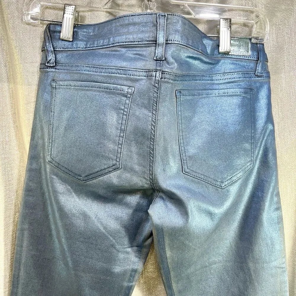GUESS JEANS Women's Power Skinny Metallic Ice Blue Retail $138 Tags Attached